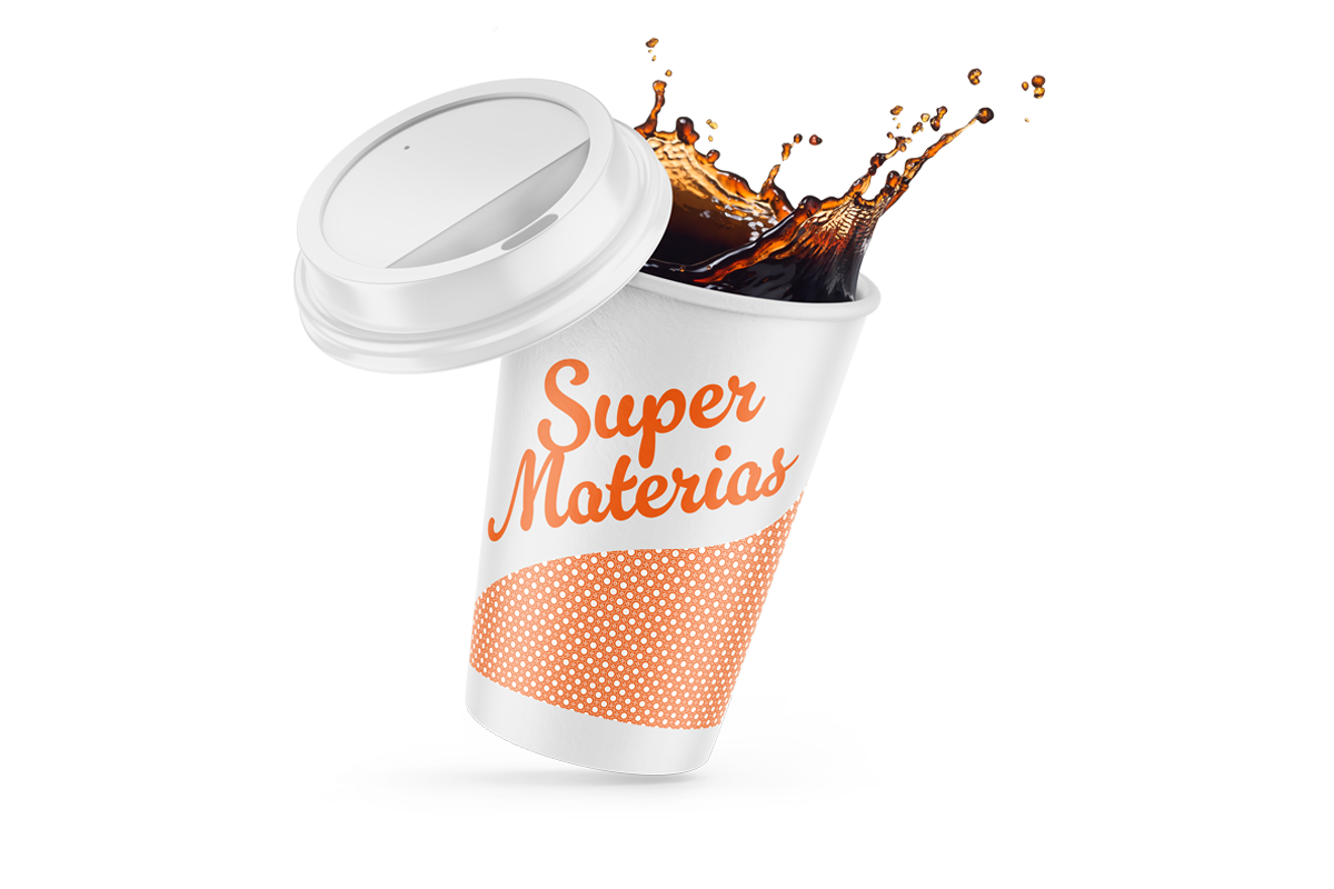 Vaso de papel personalizado 1 color con tapa blanca