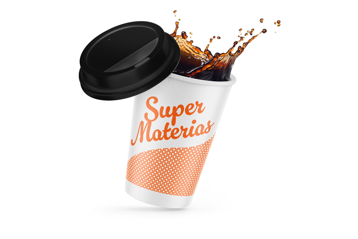 Vaso de papel personalizado 1 color con tapa negra