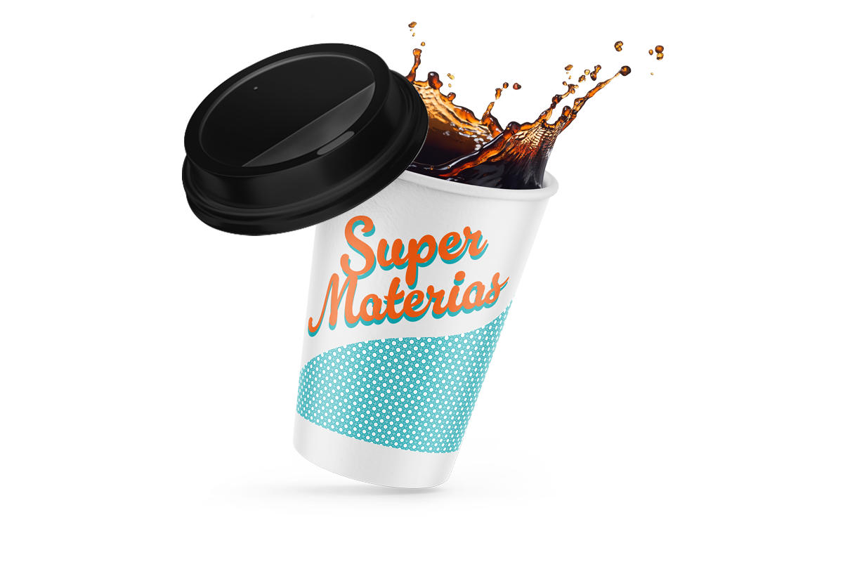 Vaso de papel personalizado 2 colores con tapa negra