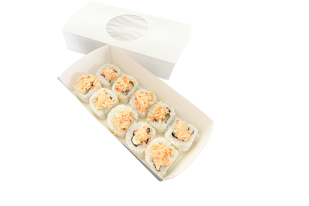 Caja para sushi, charola y fajulla con ventana