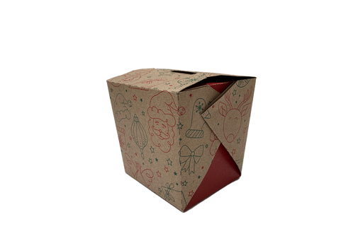 caja para comida china diseño navidad