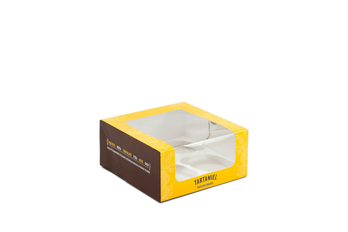 Caja para Cupcakes Personalizada con Ventana 4 Cavidades 2 colores