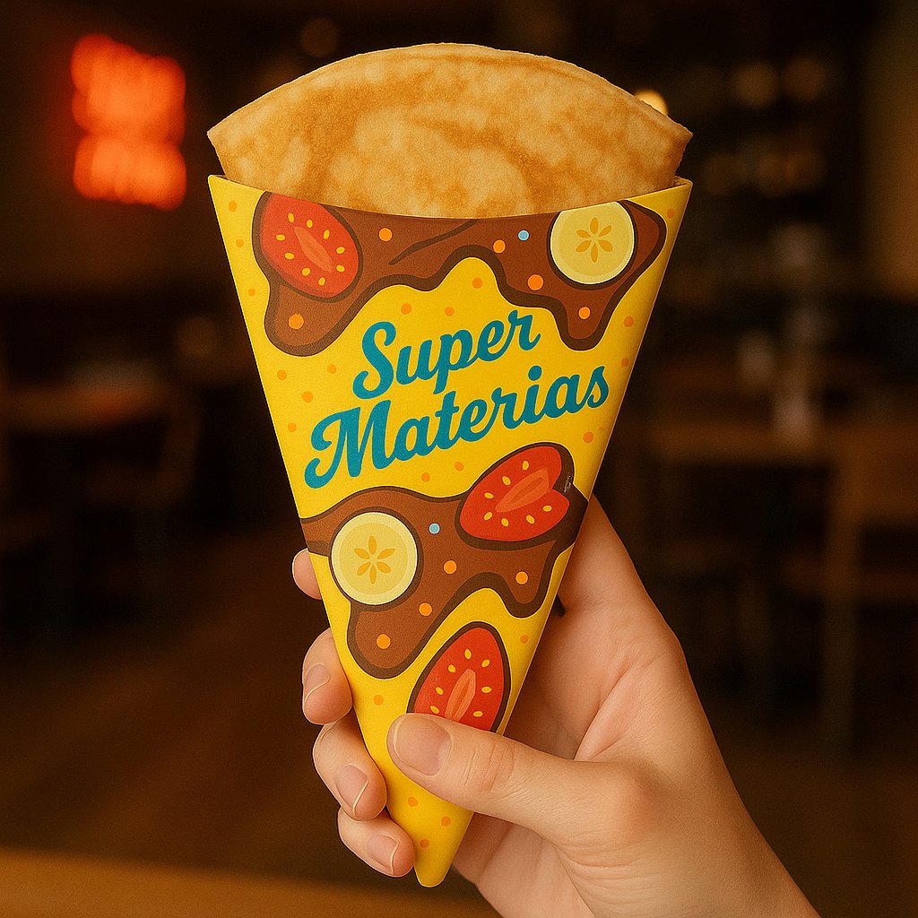 Cono de cartón para crepa con impresión personalizada