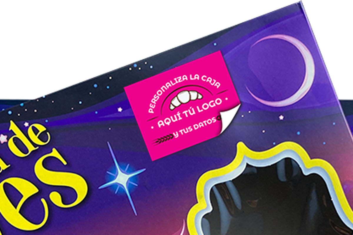 Caja para rosca de reyes personalizada con etiqueta