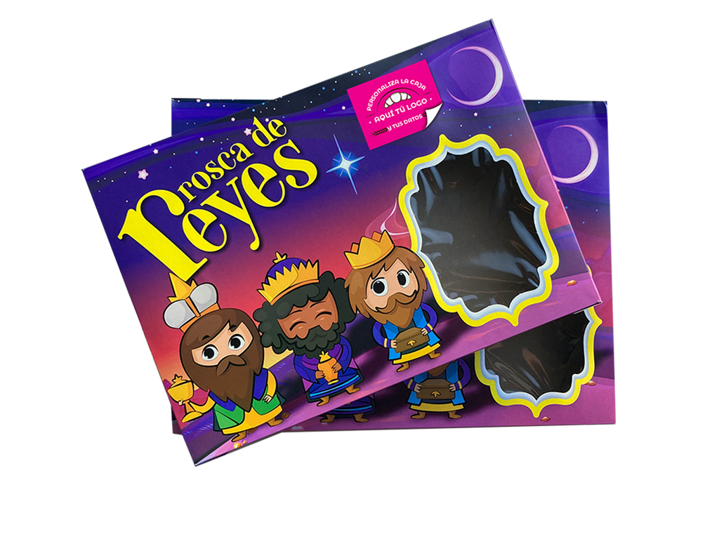 Caja para rosca de reyes con etiqueta