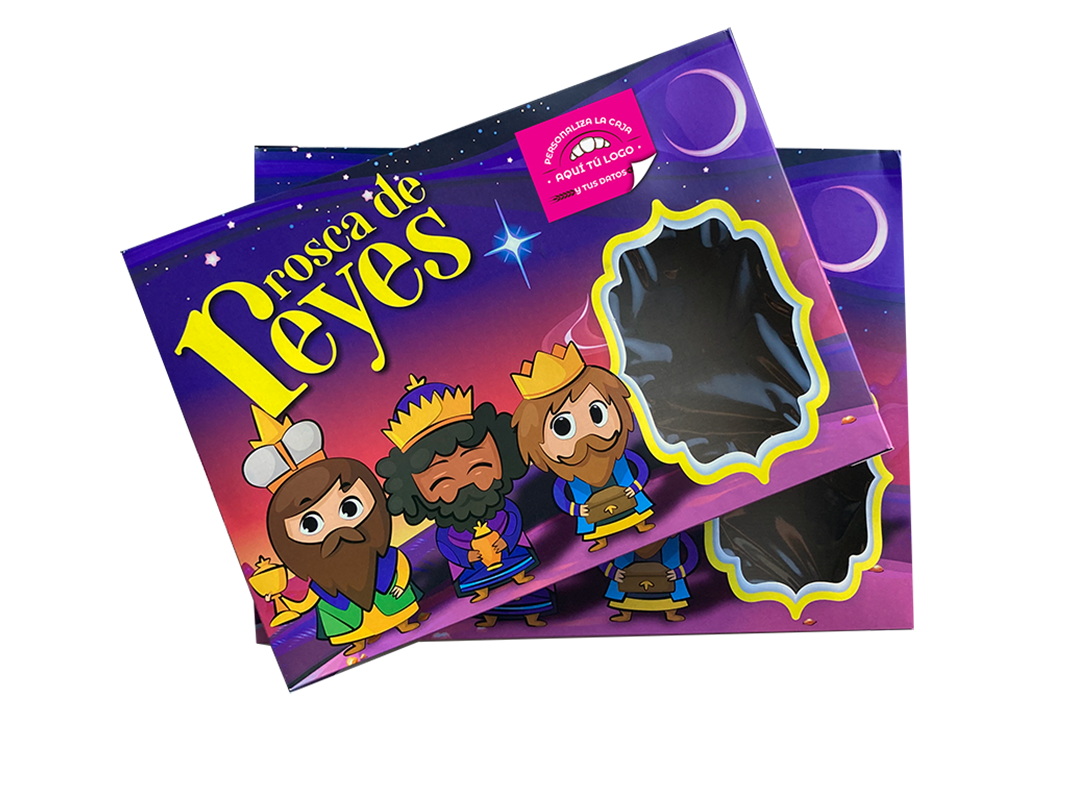 Caja para rosca de reyes con etiqueta