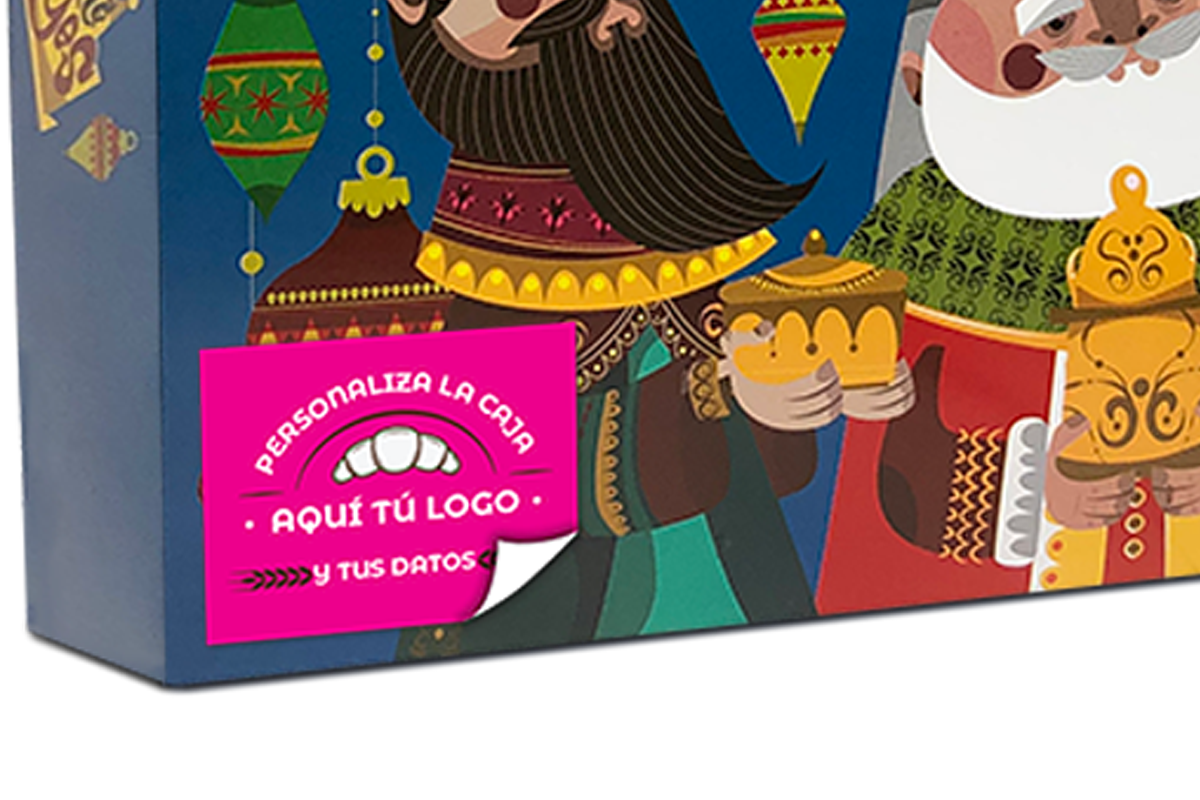 caja para rosca de reyes personalizada con etiqueta