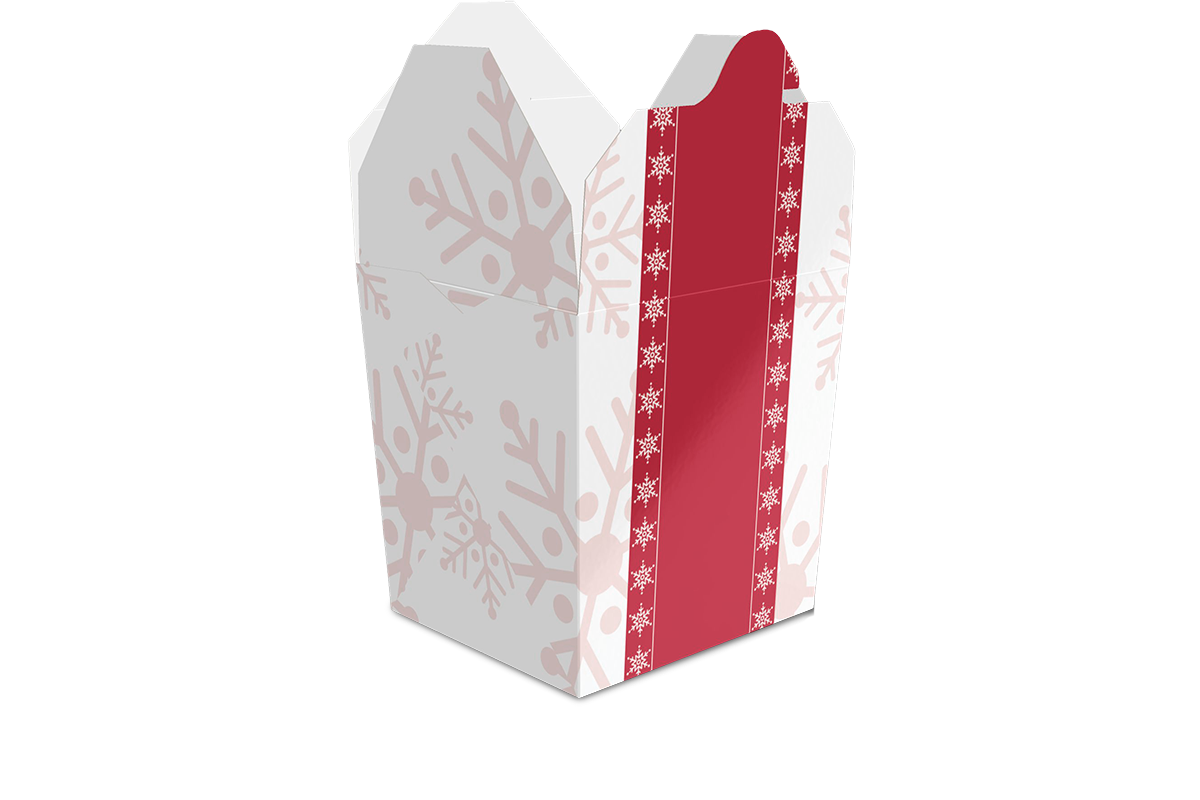 Caja para Comida China, Chilaquiles, Pasta o Ensaladas "Regalo Navidad" 26 oz, Interior Plastificado