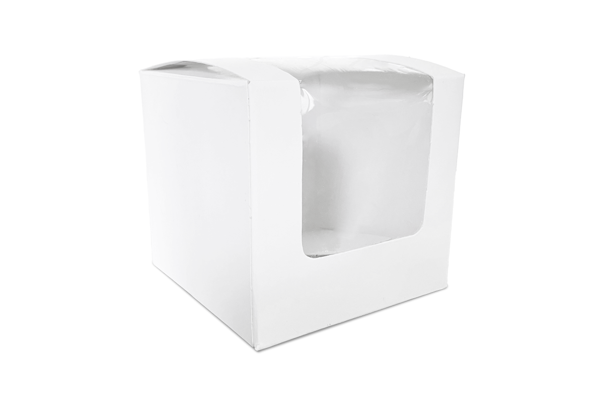 Caja cuadrada blanca con ventana