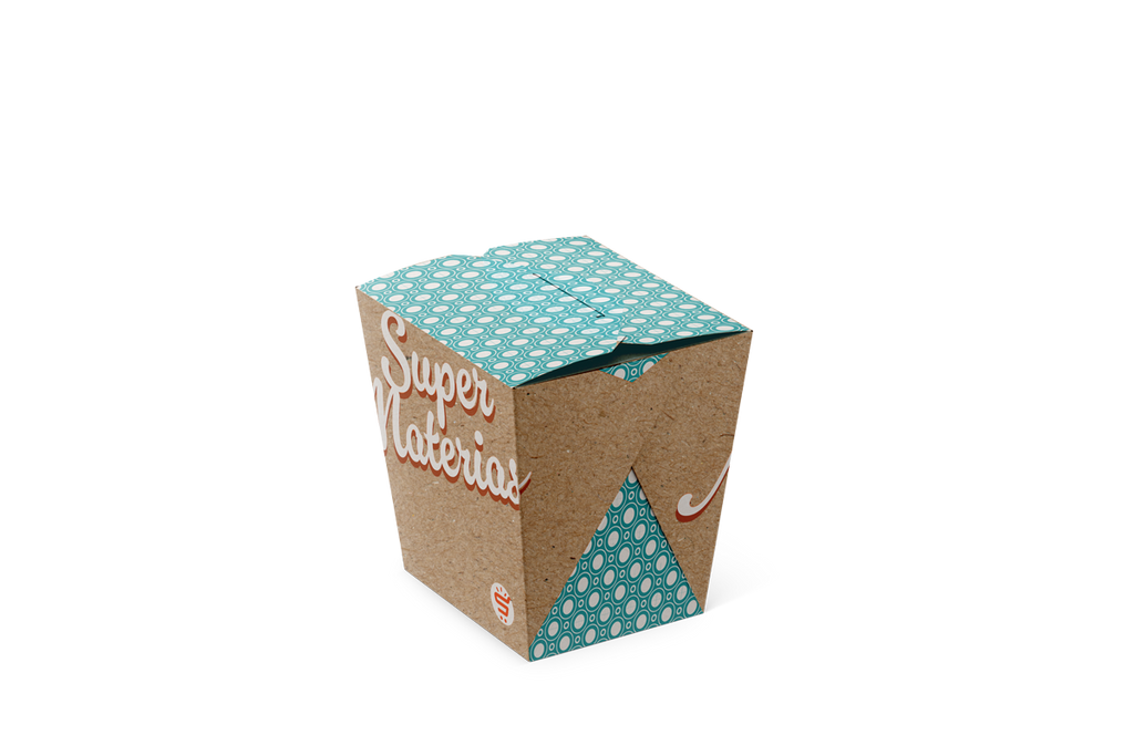 Caja para Comida China, Chilaquiles, Pasta o Ensaladas, Kraft Personalizada, Interior Plastificado