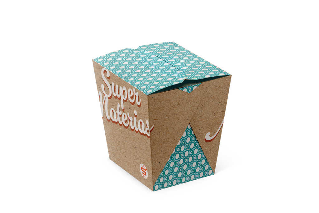 Caja para Comida China, Chilaquiles, Pasta o Ensaladas, Kraft Personalizada, Interior Plastificado