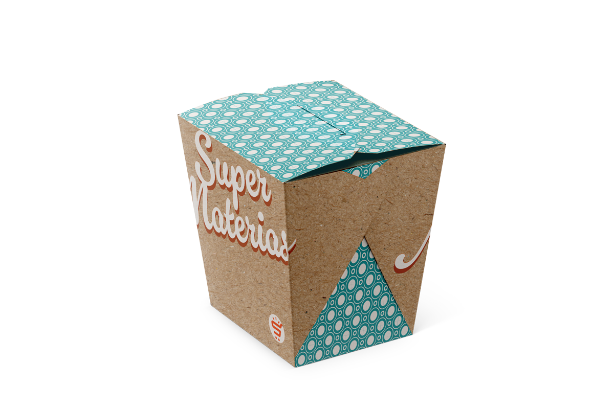 Caja para Comida China, Chilaquiles, Pasta o Ensaladas, Kraft Personalizada, Interior Plastificado