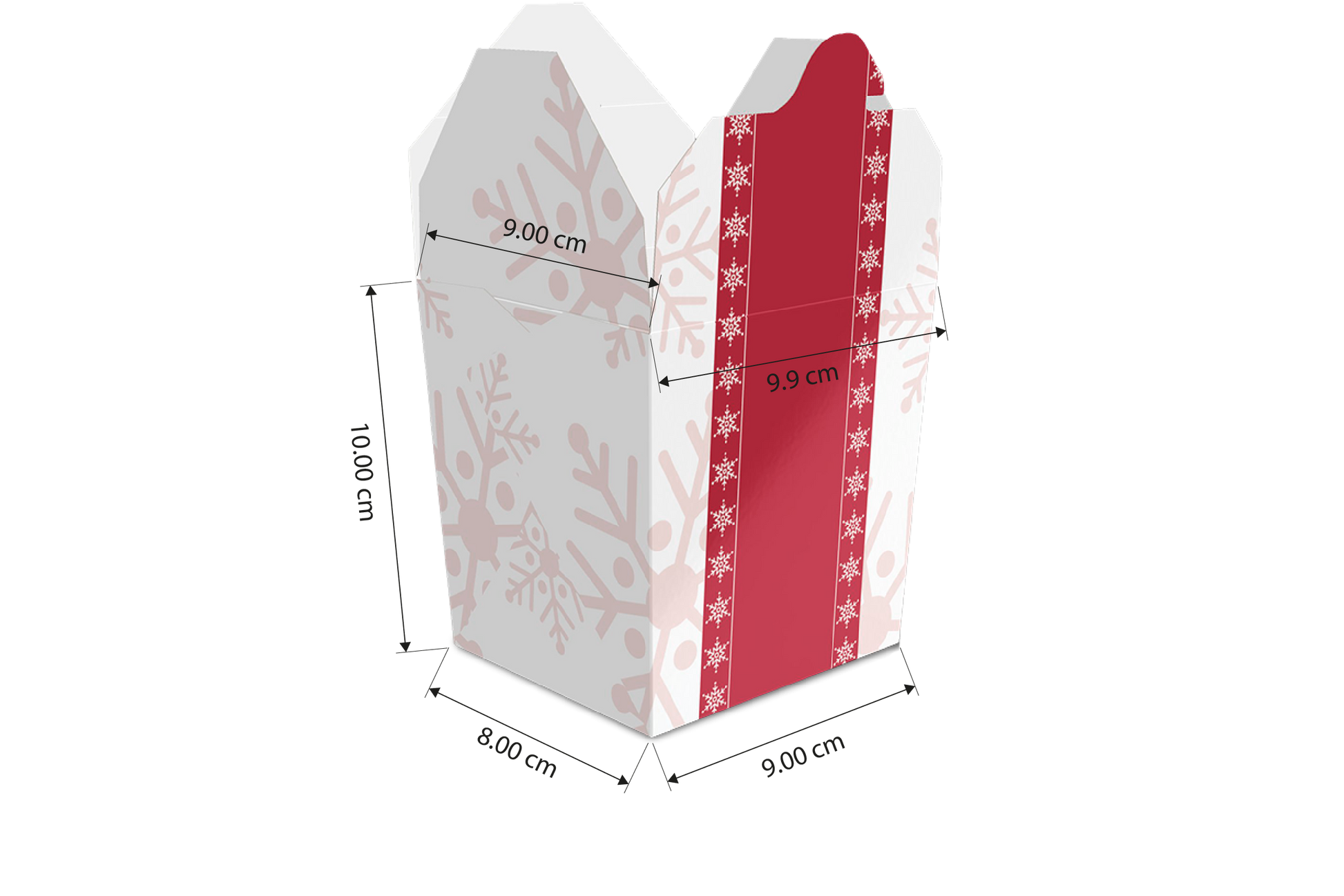 Caja para Comida China, Chilaquiles, Pasta o Ensaladas "Regalo Navidad" 26 oz, Interior Plastificado