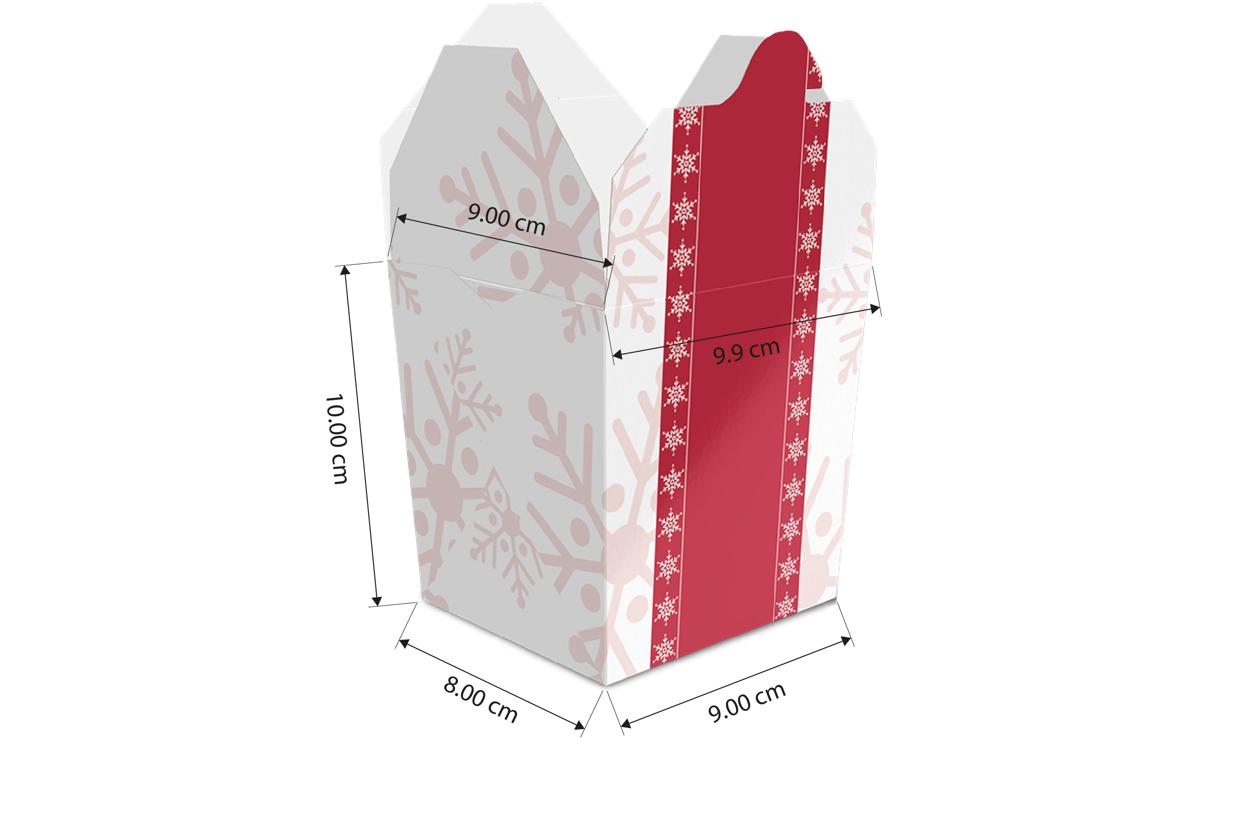 Caja para Comida China, Chilaquiles, Pasta o Ensaladas "Regalo Navidad" 26 oz, Interior Plastificado