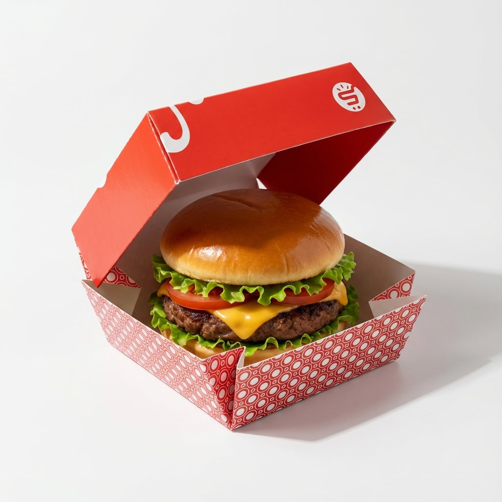 Caja de cartón para hamburguesa con impresión