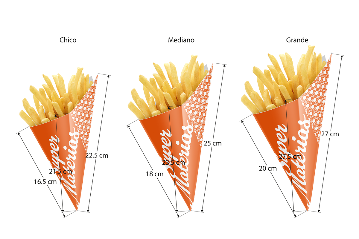 Cono de Cartón para Papas, Churros y Comida Rápida, Personalizado