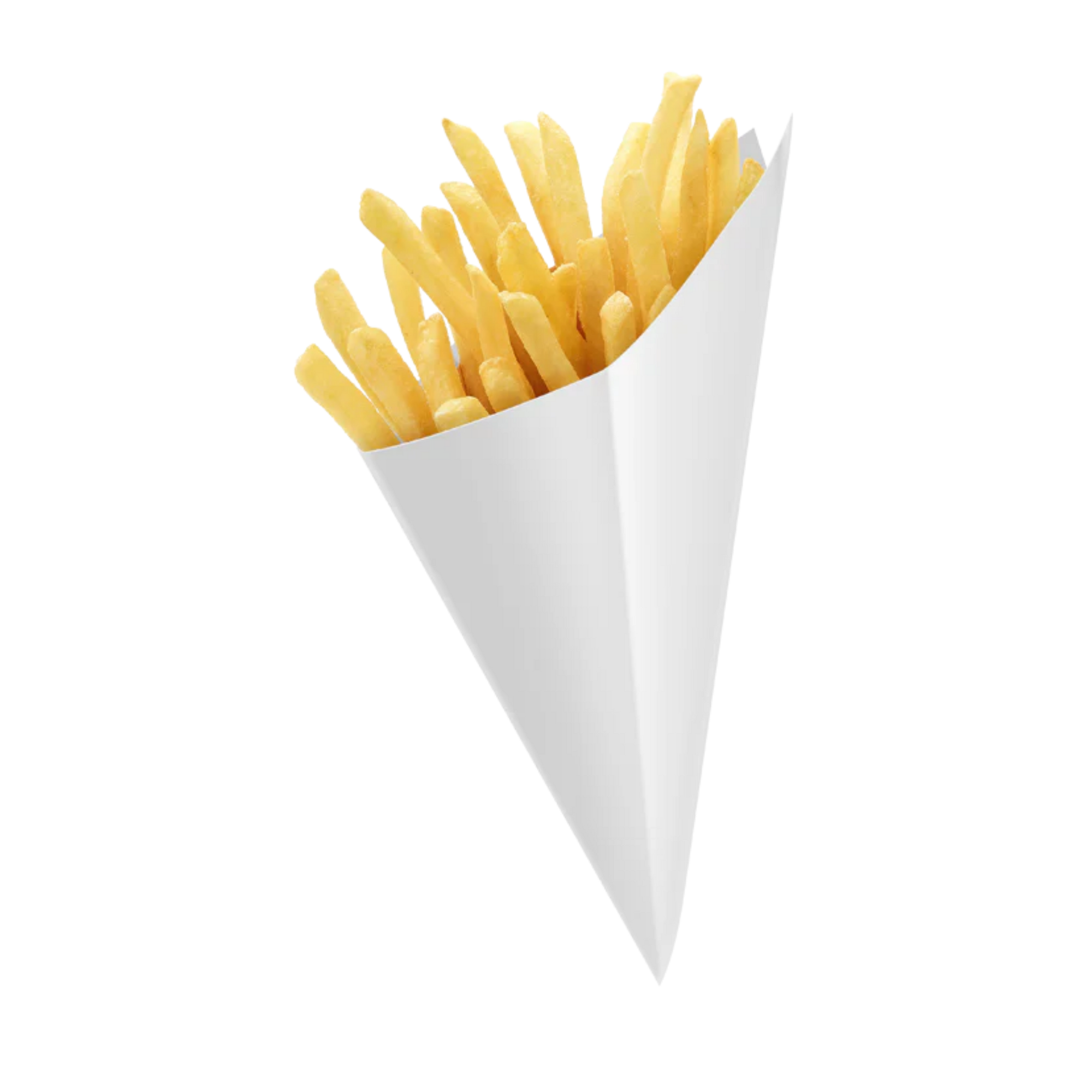 Cono de Cartón para Papas y Comida Rápida, Blanco