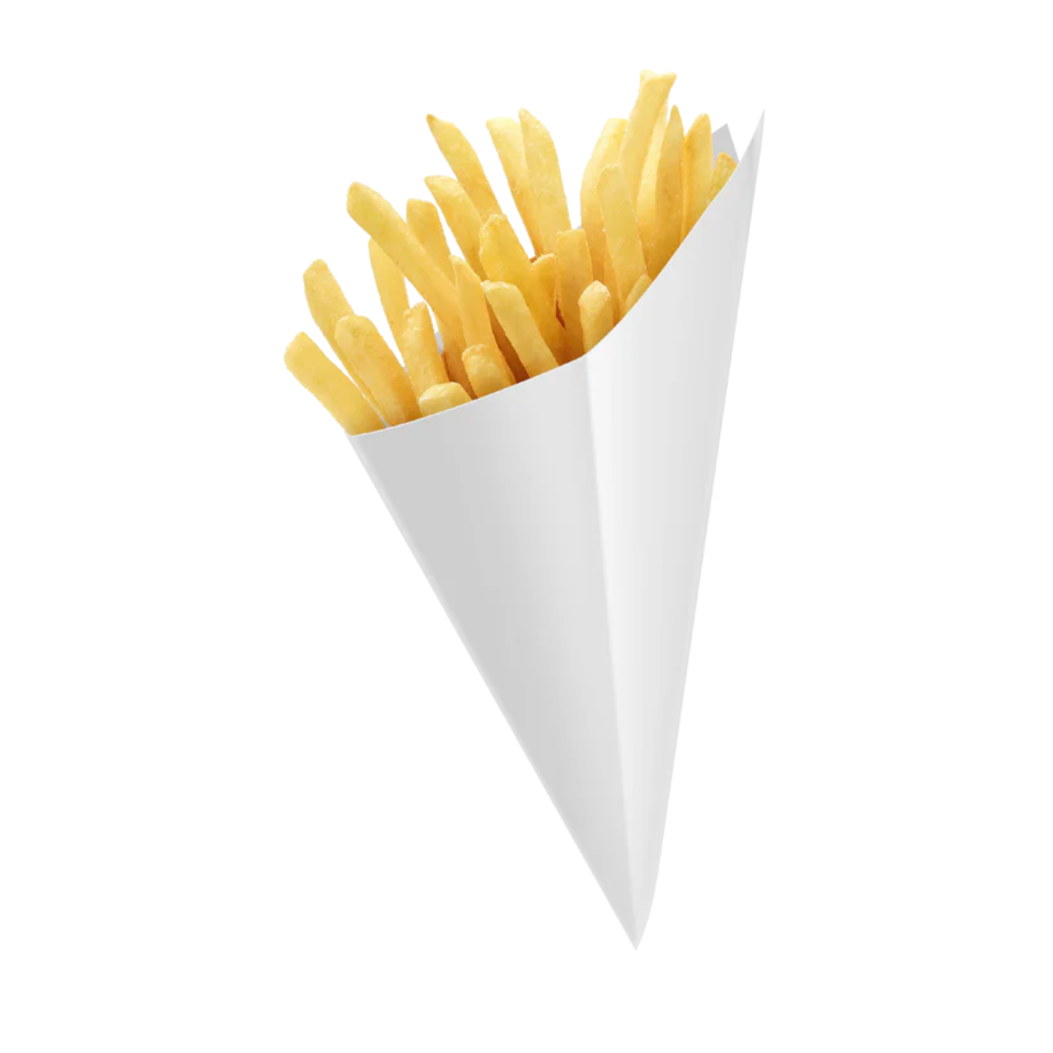 Cono de Cartón para Papas y Comida Rápida, Blanco