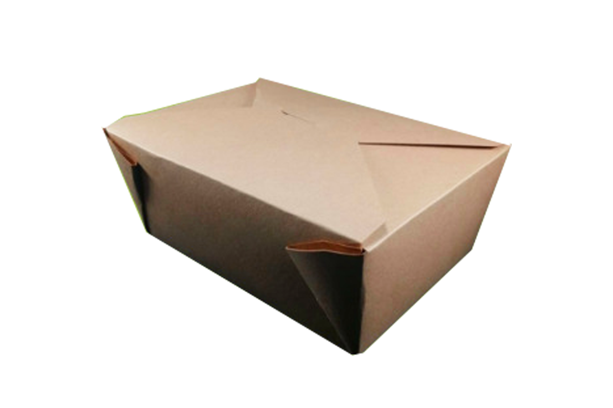 Contenedor Rectangular para Comida, Kraft, Interior Plastificado, 45 oz