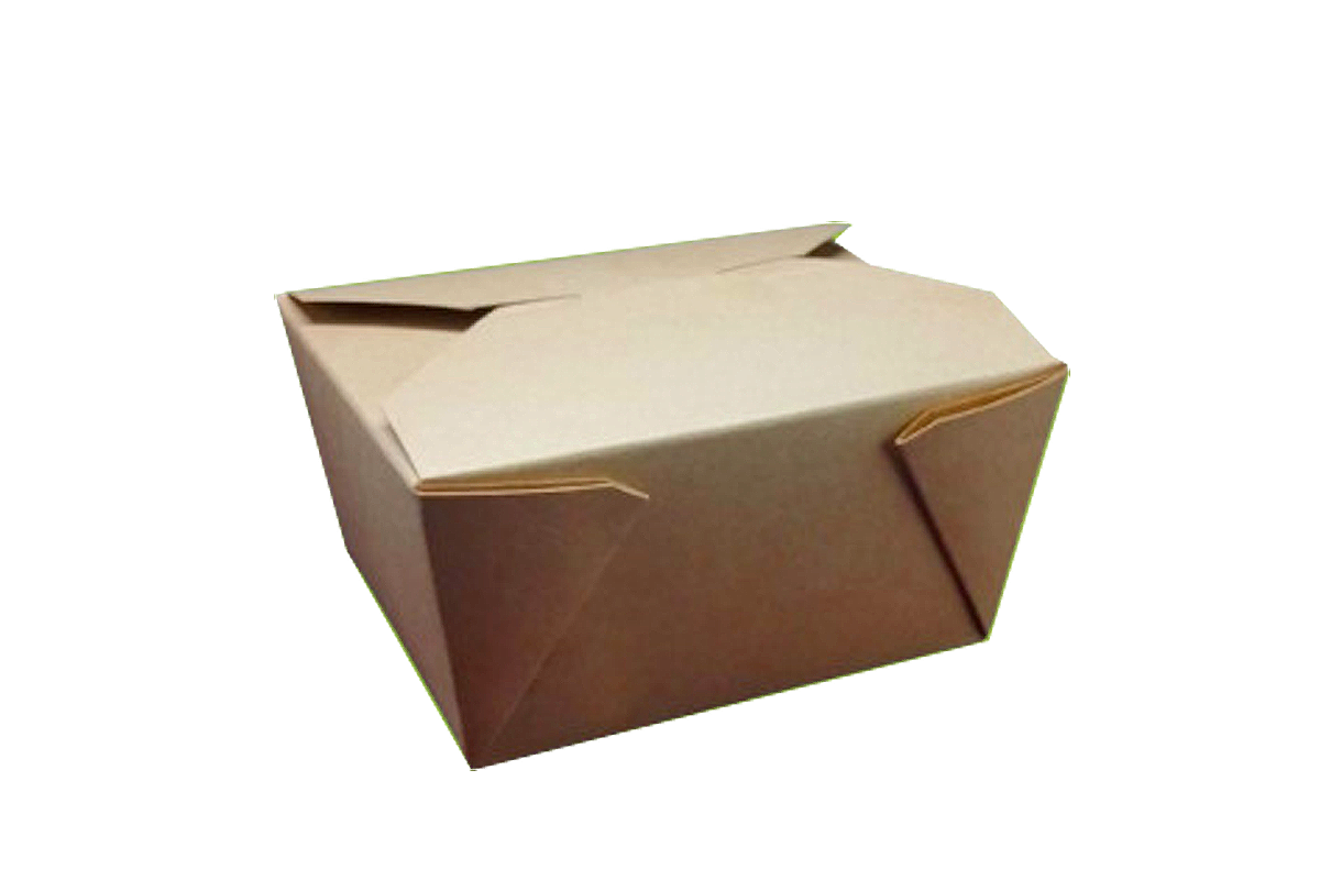 Contenedor Rectangular para Comida, Kraft, Interior Plastificado, 26 oz