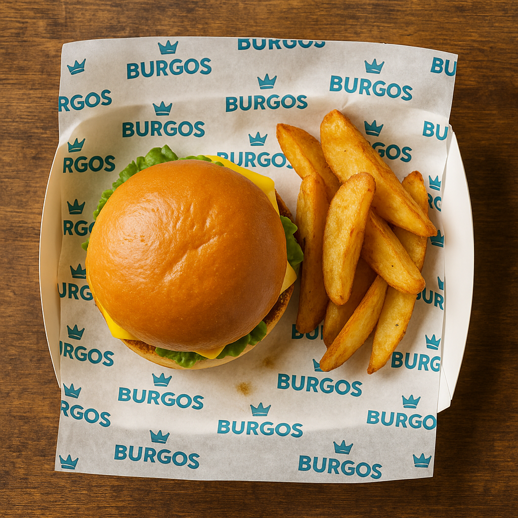 Papel grado alimenticio personalizado para hamburguesas