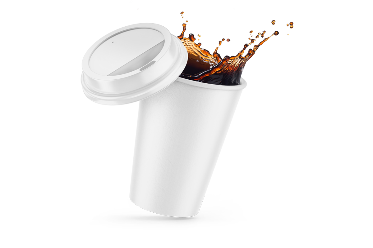 Vaso de papel blanco con tapa blanca