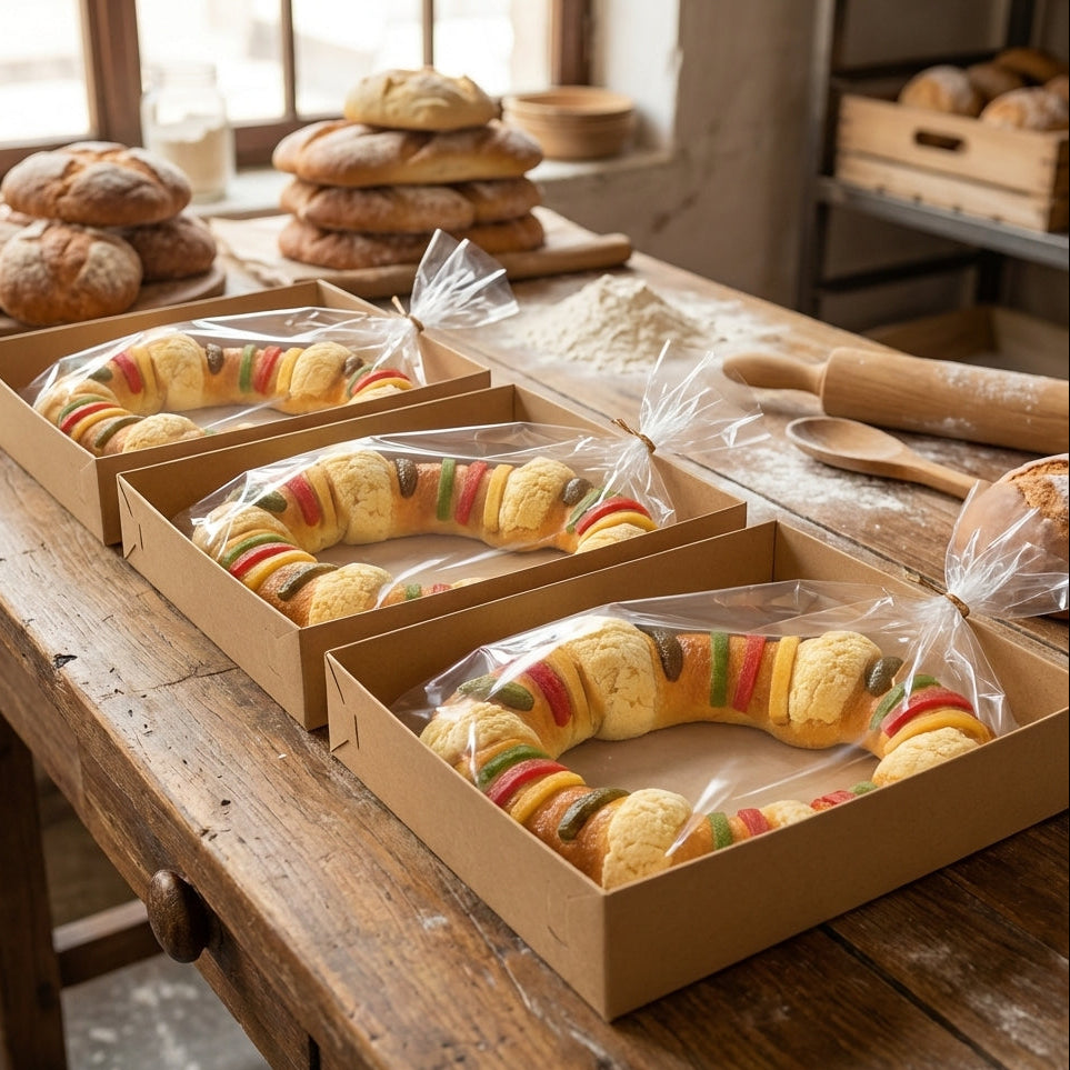 Bases para rosca de reyes de carton micro corrugado con roscas de reyes