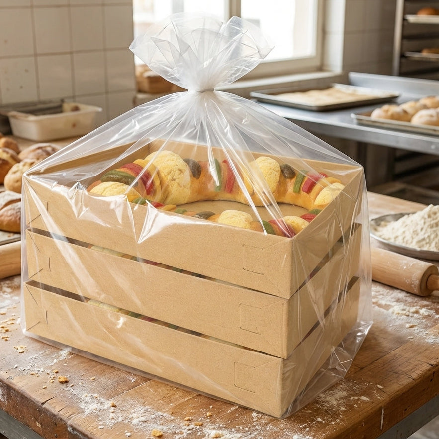 Bases para rosca de reyes con roscas de reyes en una bolsa