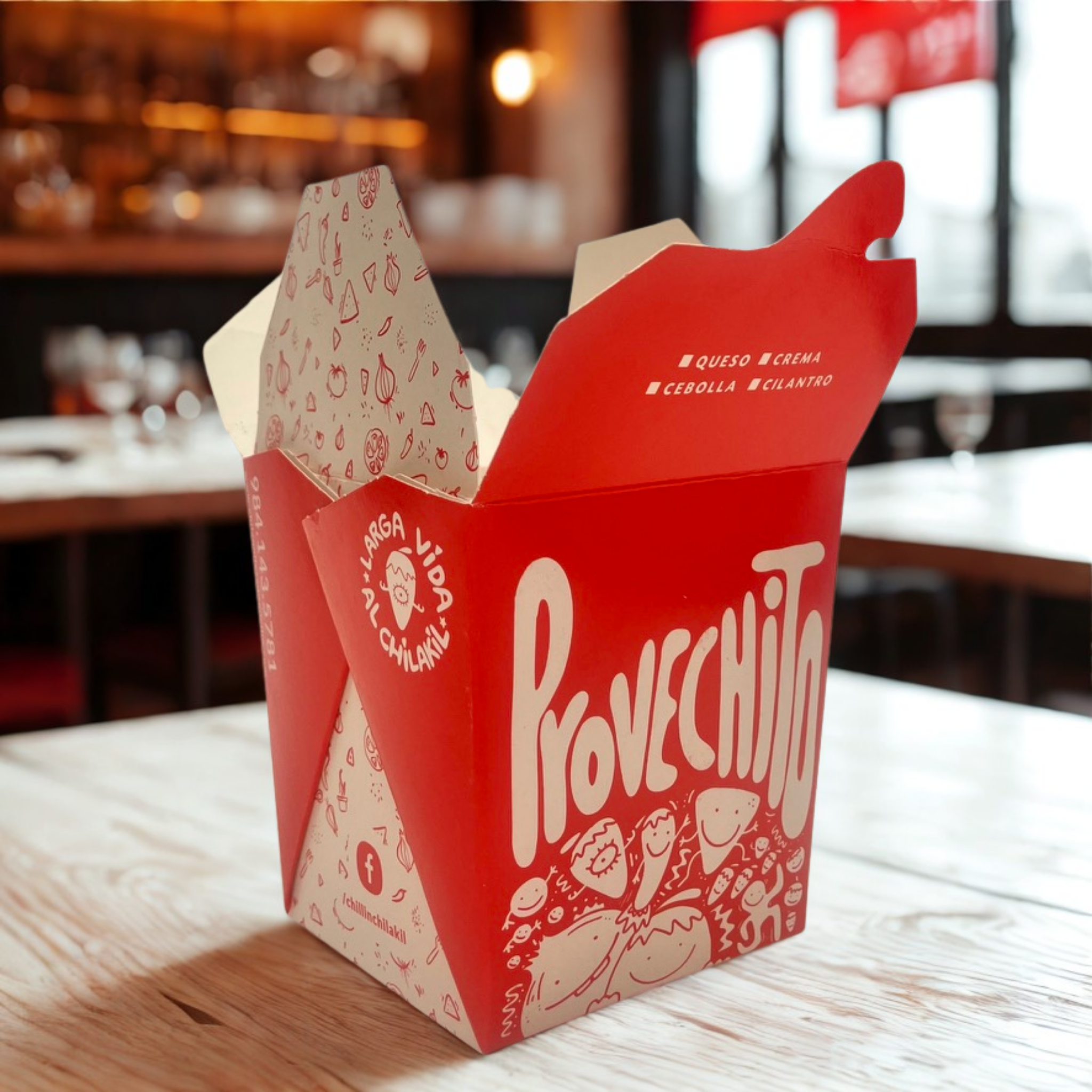 Caja de carton para chilaquiles