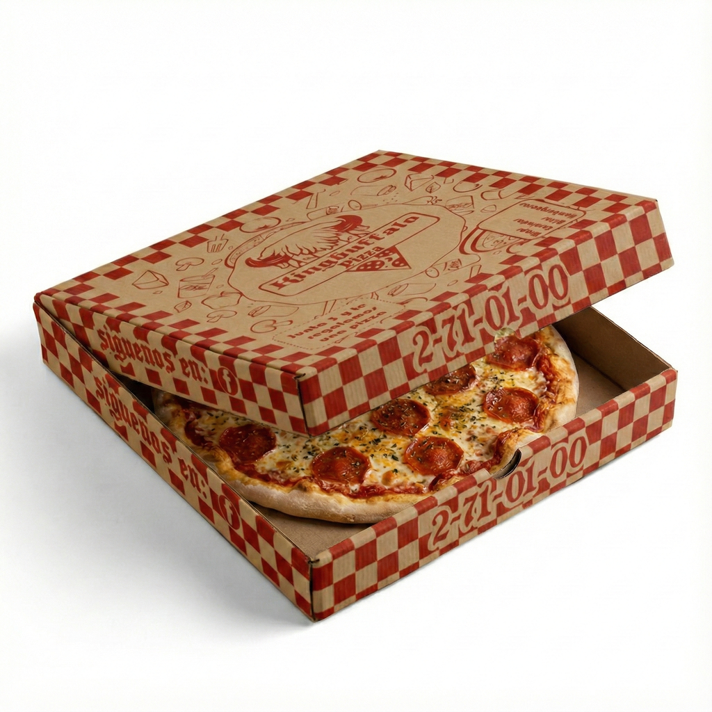 Caja de cartón para pizza con impresión personalizada a 1 color