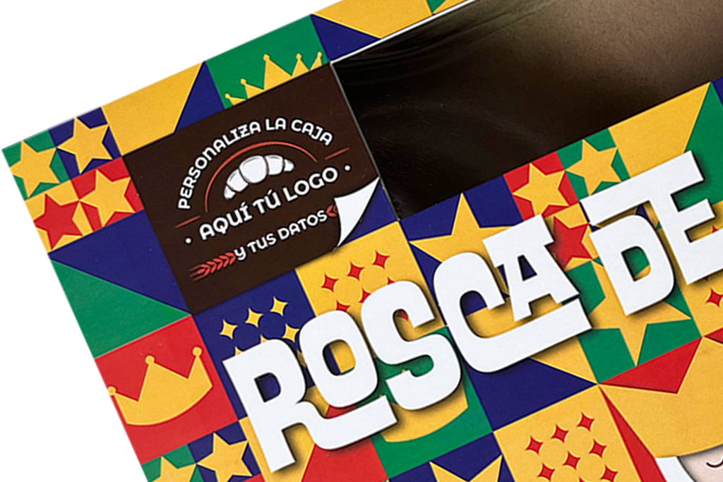Caja para rosca de reyes personalizada con etiqueta