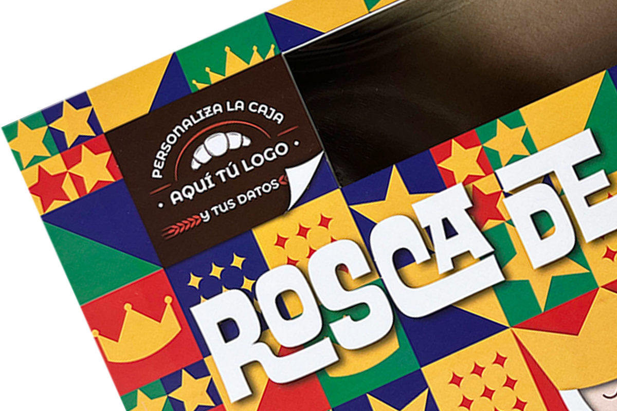 Caja para rosca de reyes personalizada con etiqueta