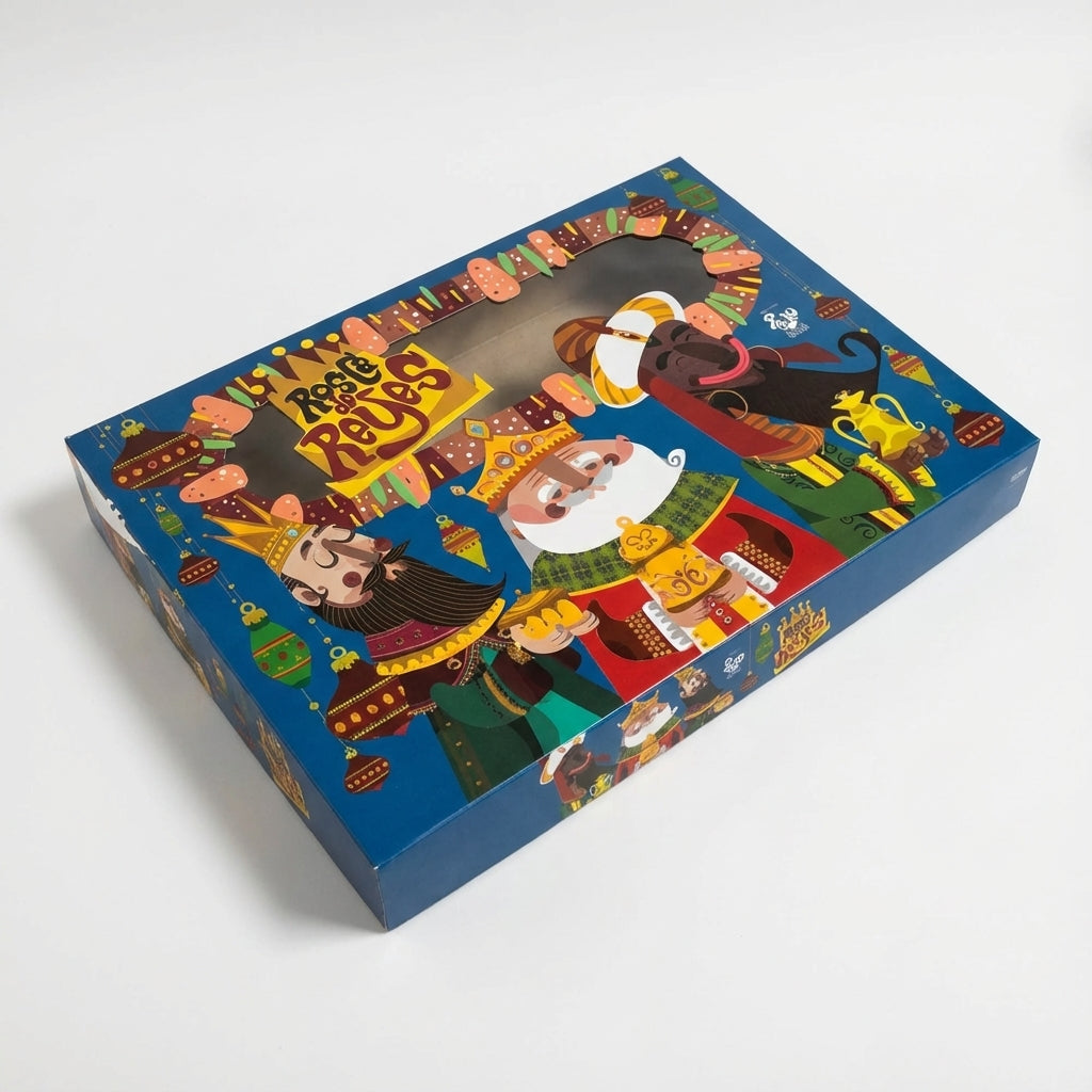 Caja para rosca de reyes con diseno de Paulo Villagran