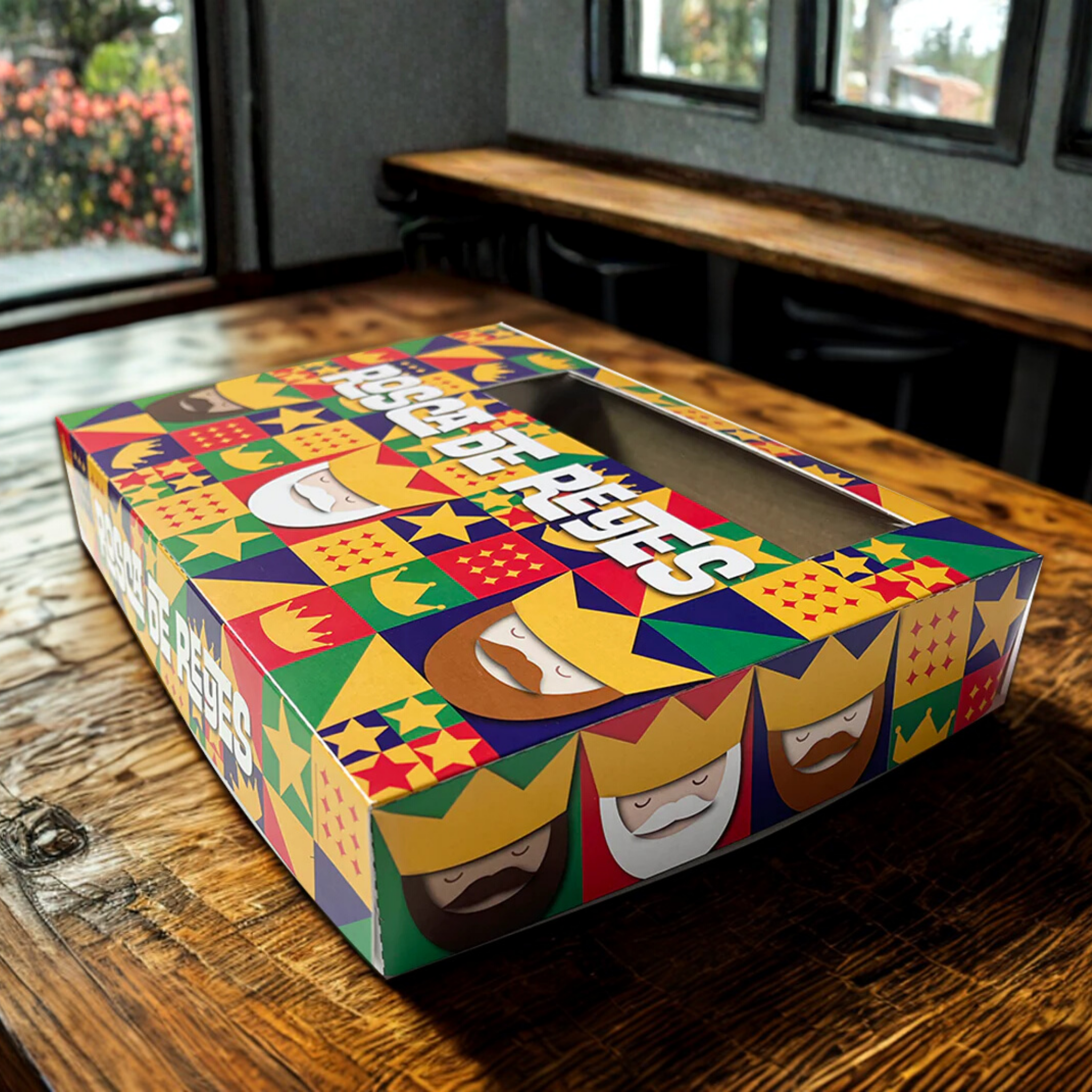 Caja para rosca de reyes impresion a todo color