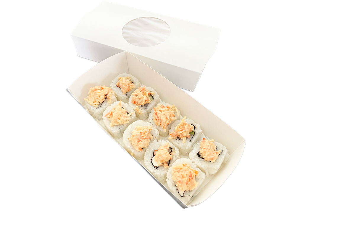 Caja para sushi, charola y fajulla con ventana