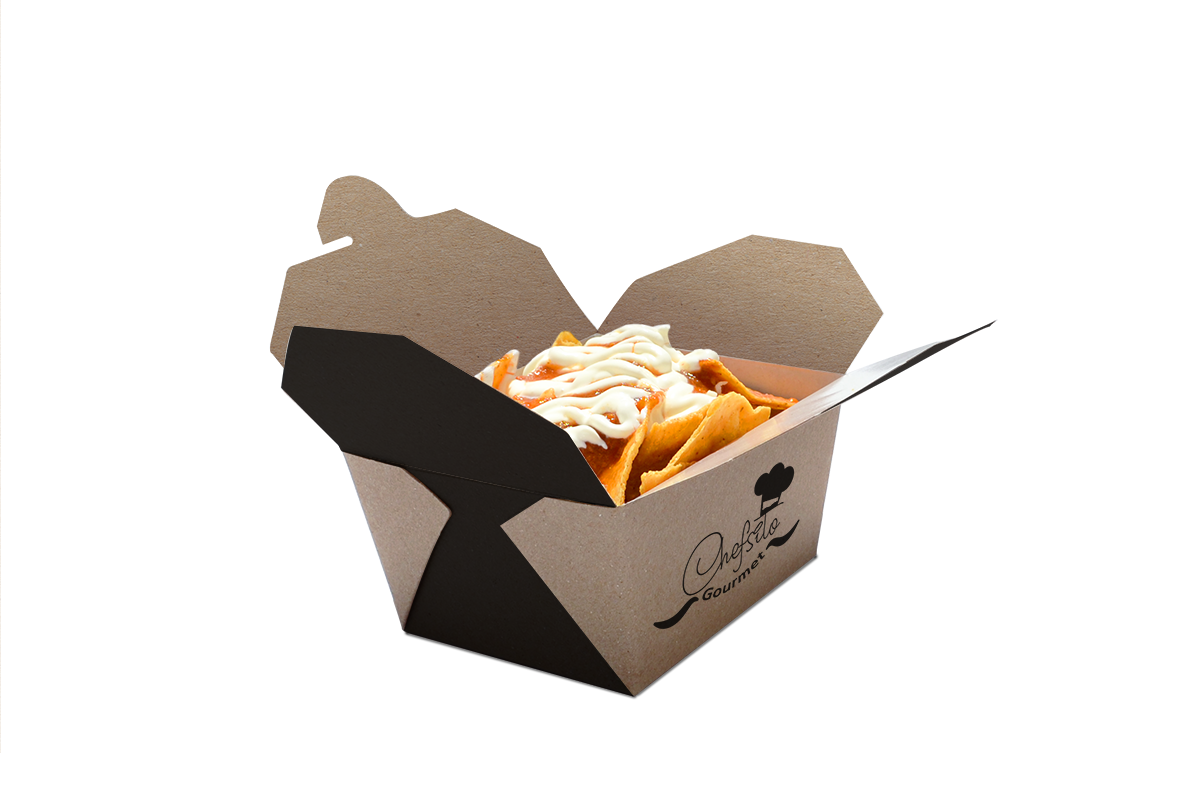 Contenedor Rectangular para Comida, Kraft, Interior Plastificado, Personalizado