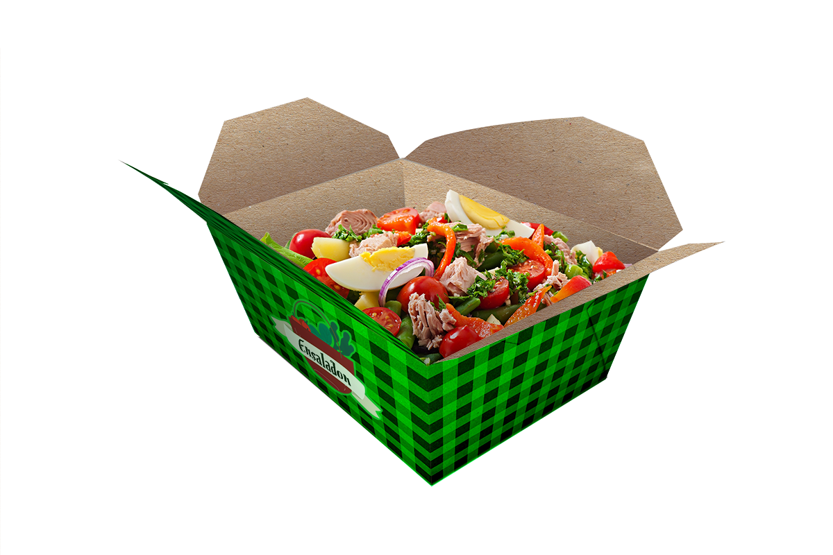 Contenedor Rectangular para Comida, Kraft, Interior Plastificado, Personalizado