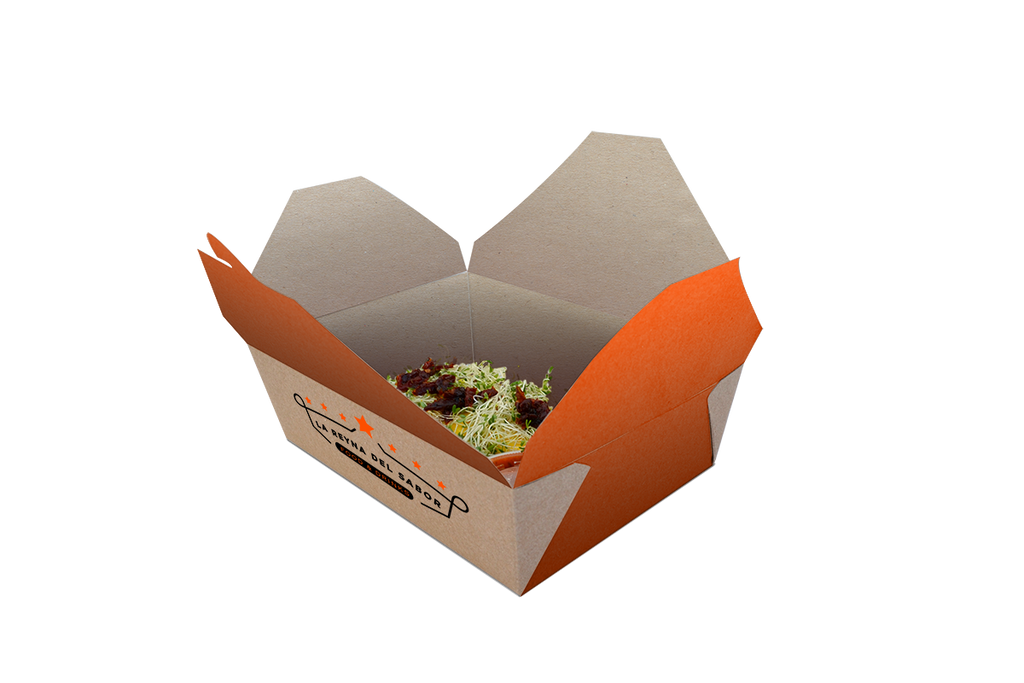 Contenedor Rectangular para Comida, Kraft, Interior Plastificado, Personalizado