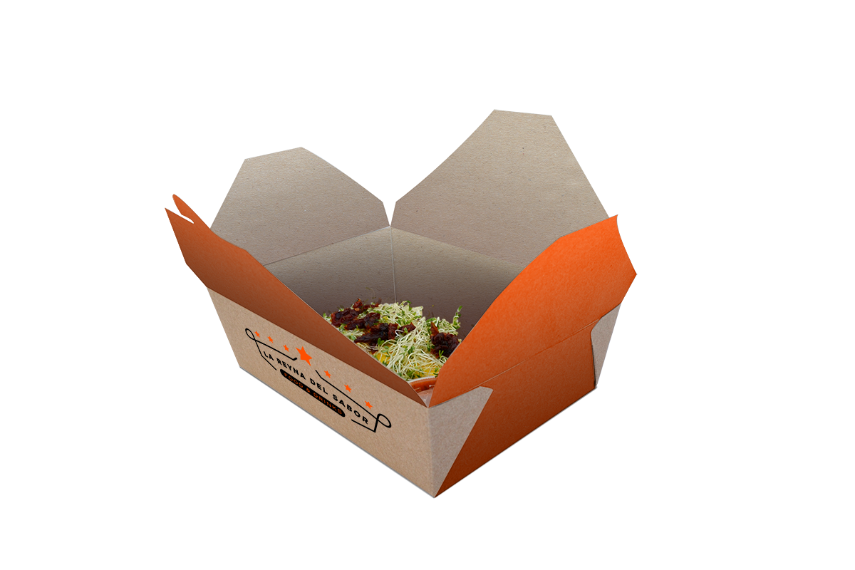 Contenedor Rectangular para Comida, Kraft, Interior Plastificado, Personalizado