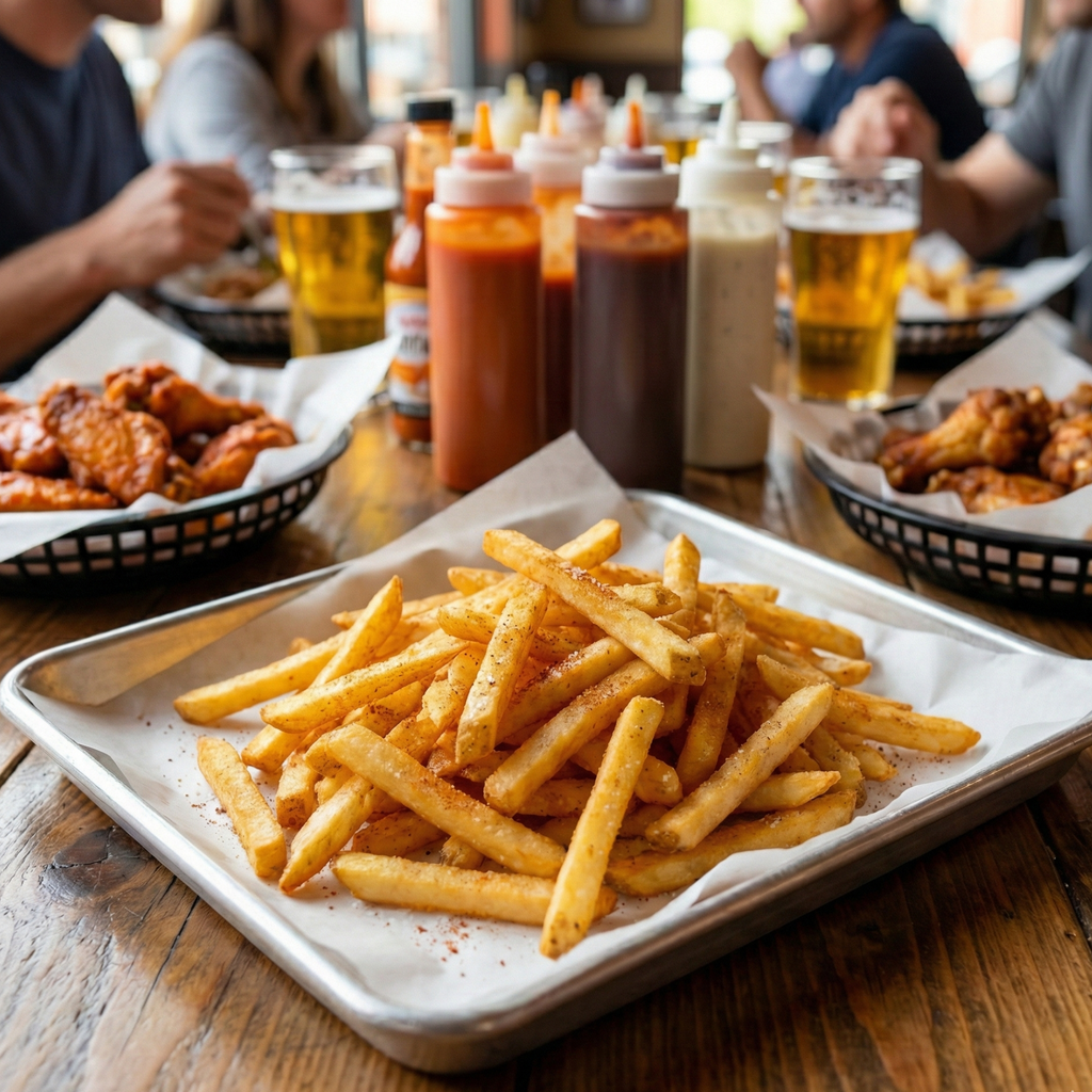 papal para alimentos blanco con papas fritas