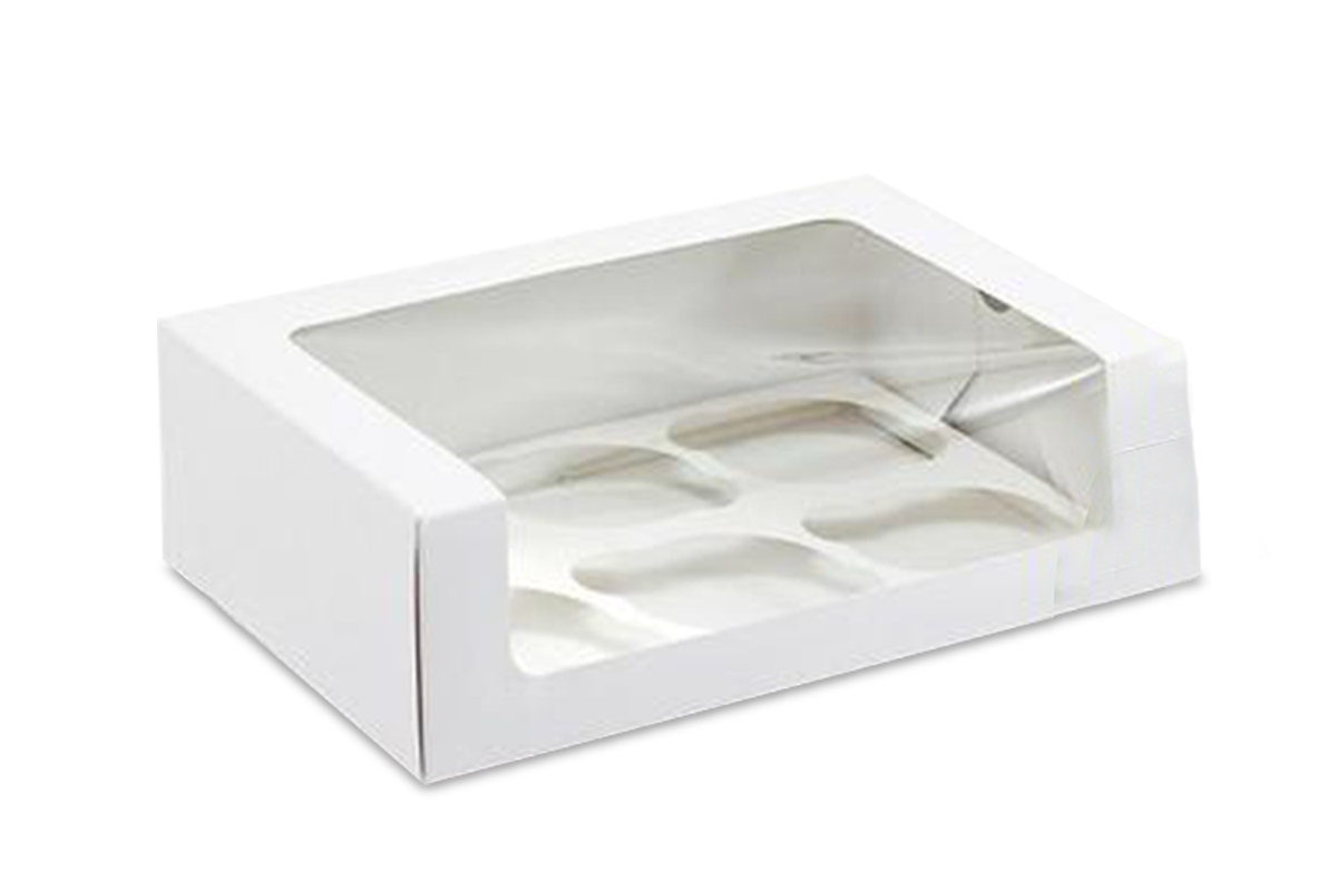 Caja para Cupcakes Blanca con Ventana