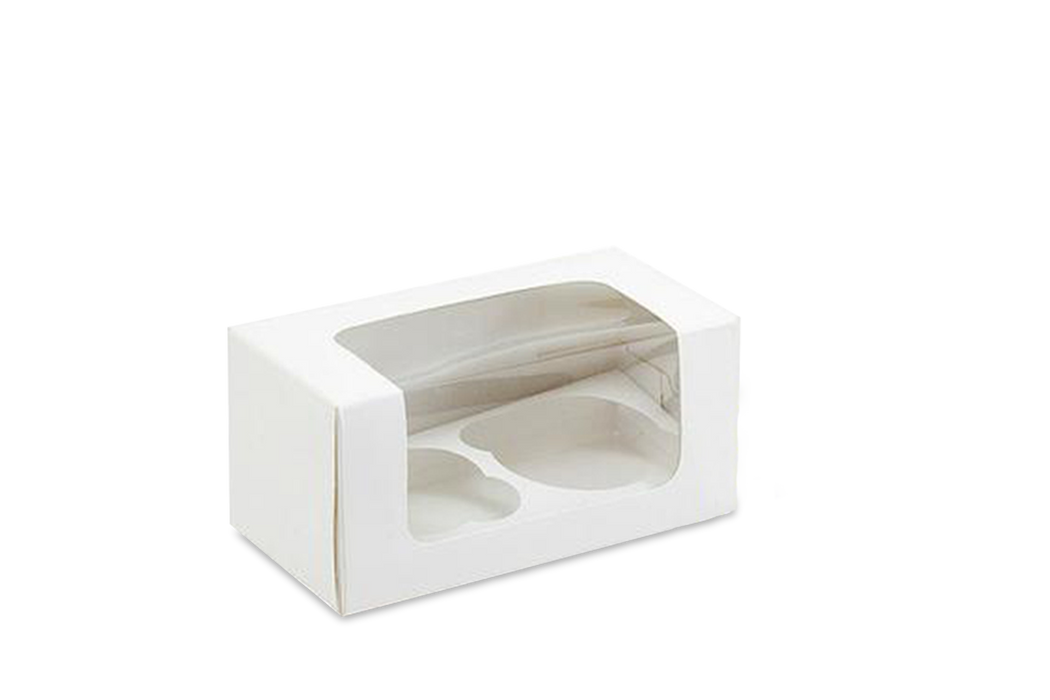 Caja para Cupcakes Blanca con Ventana 2 Cavidades