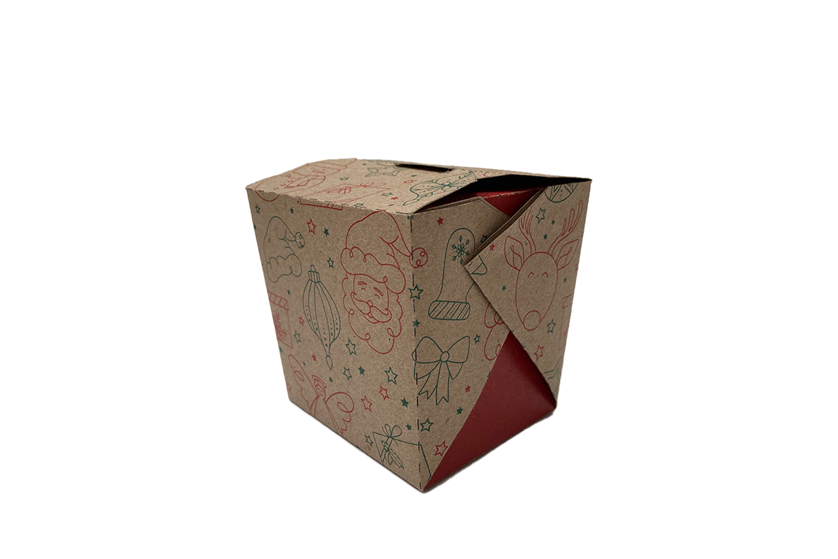 caja para comida china diseño navidad