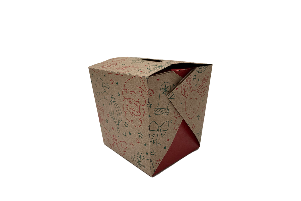 caja para comida china diseño navidad
