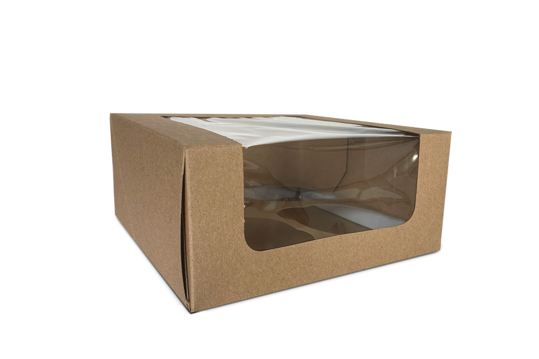 Caja para Cupcakes Kraft con Ventana 4 Cavidades