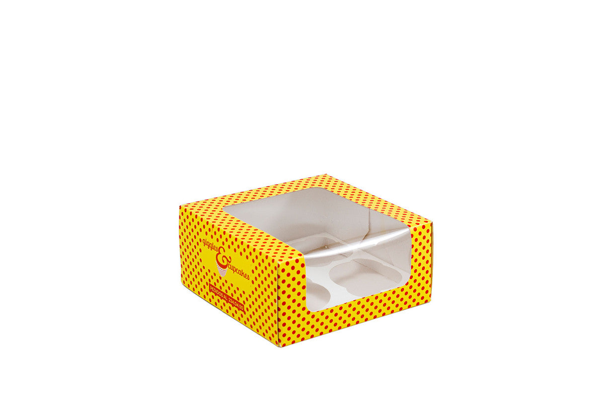 Caja para Cupcakes Personalizada con Ventana 4 Cavidades 2 colores