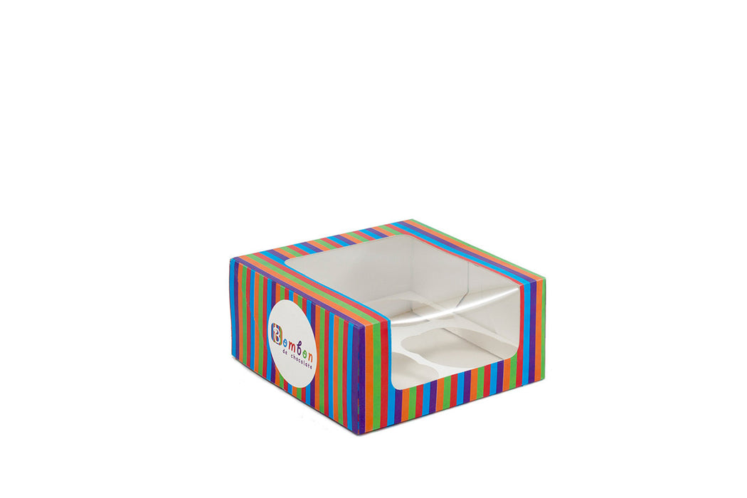 Caja para Cupcakes Personalizada con Ventana 4 Cavidades a todo color