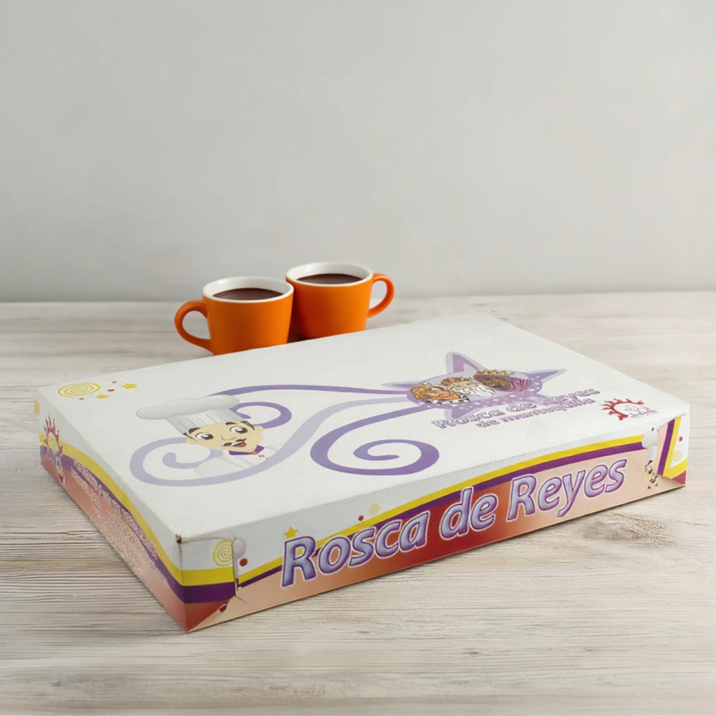 Caja para rosca de reyes con impresión personalizada