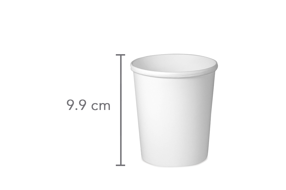 Medidas contenedor de papel para alimentos blanco 16 oz.