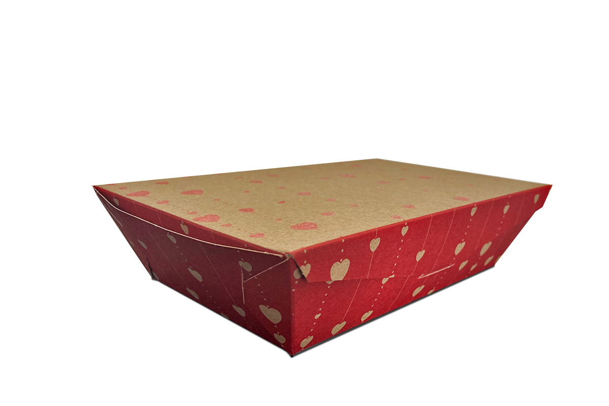 Caja para comida con impresión de corazones 